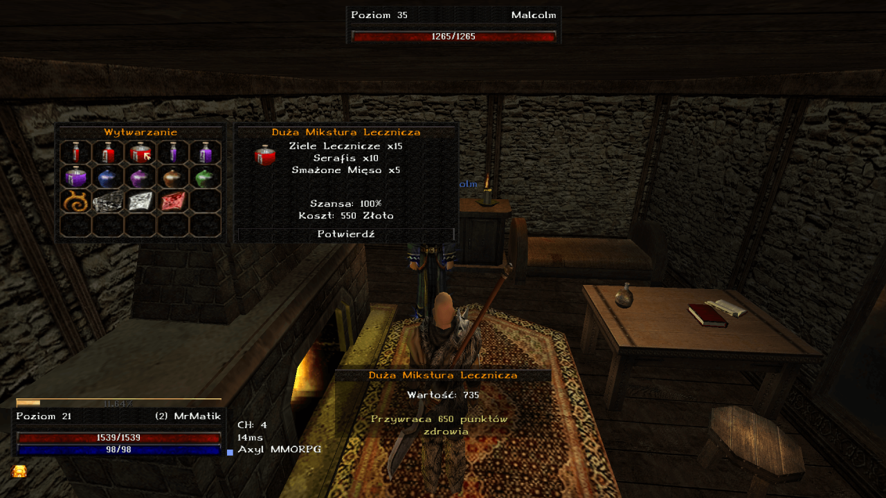 Gothic Online serwer MMORPG Axyl crafting przedmiotów w grze