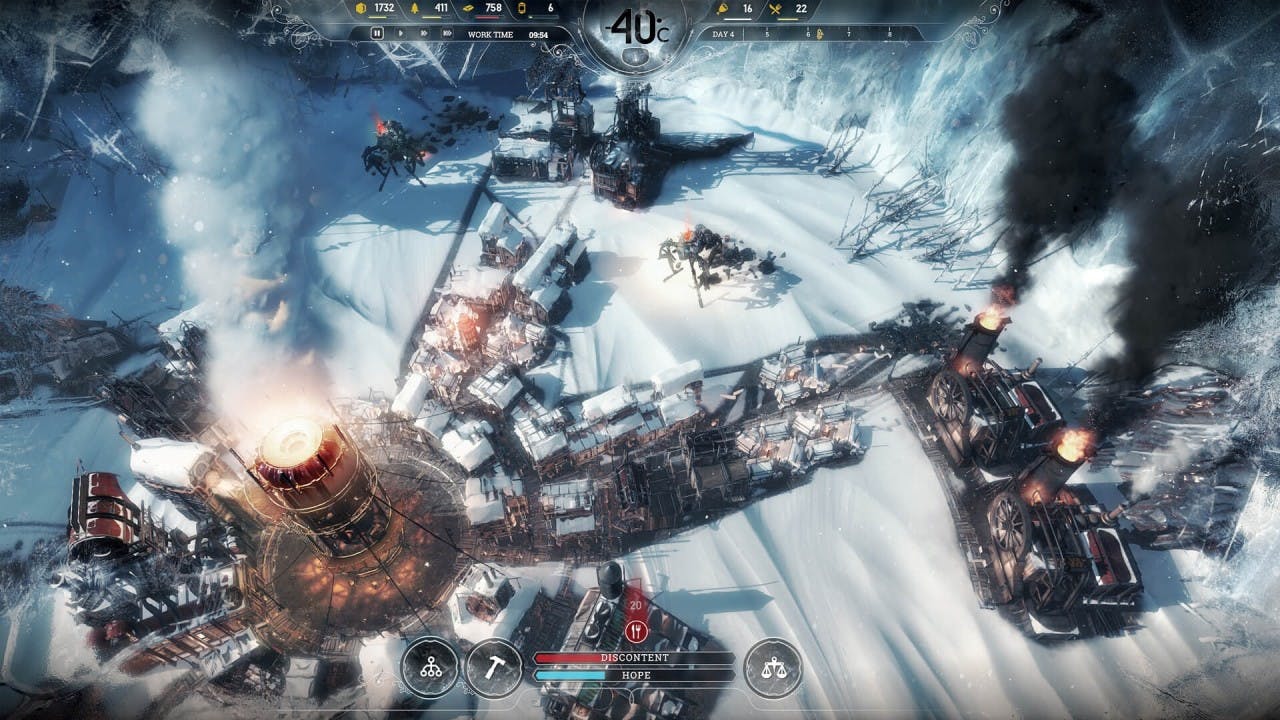 Frostpunk screen z gry PC, na podstawie której powstaje dobra gra na telefon